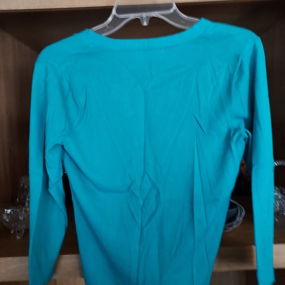 Womans teal cardigan - Picture 2 of 3